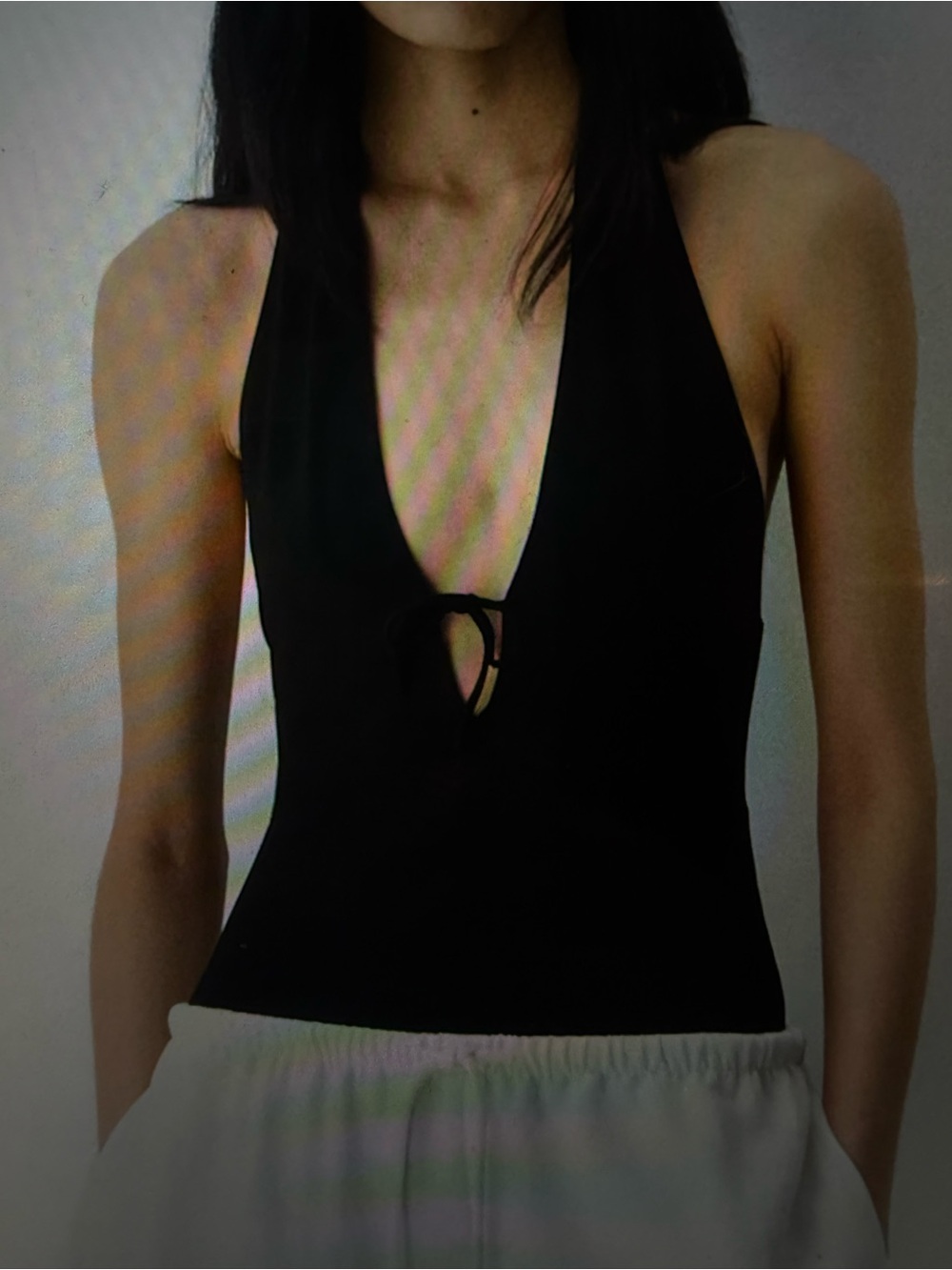 Aritzia Black Halter Tie-Front Women’s Tank Top